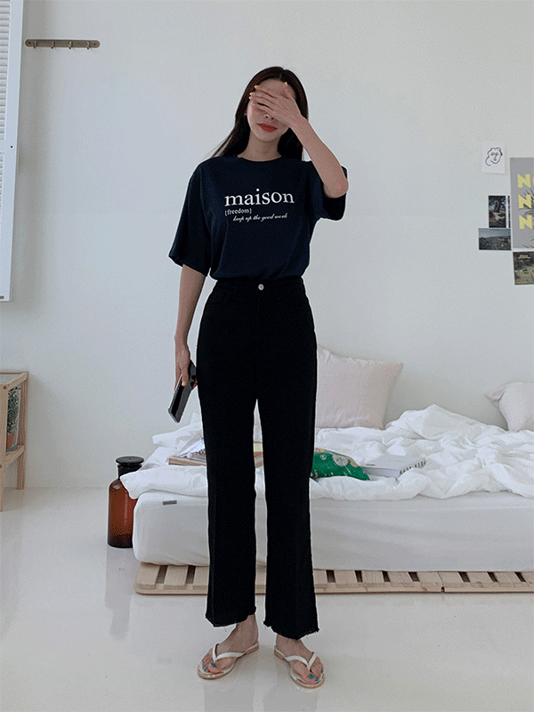 PT7351K14-코엘디 일자 베이직 블랙 데님