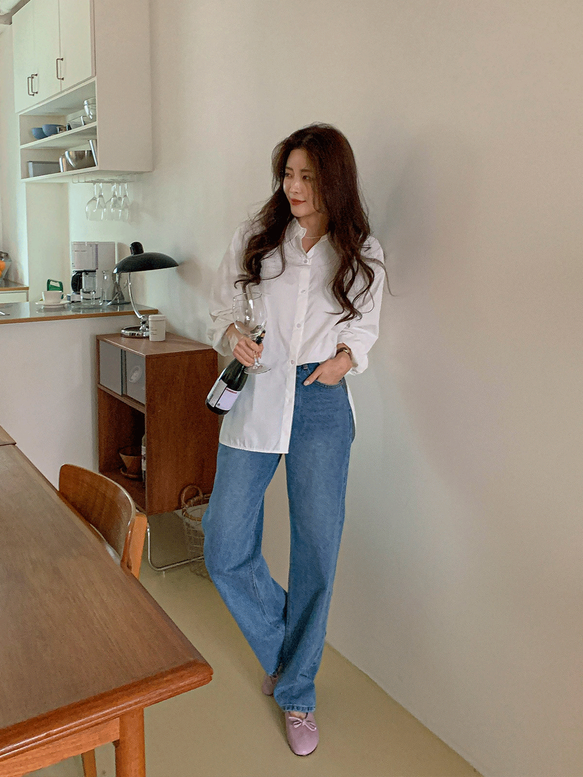 PT9185K21-구다브 일자 캐주얼 데님 팬츠