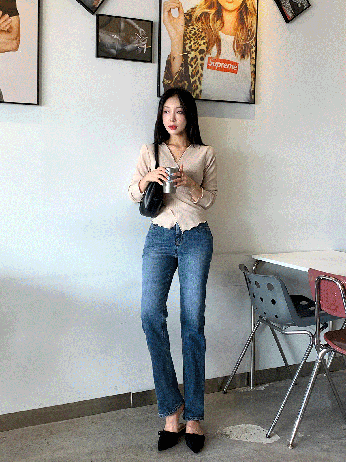 PT10594K28-어레핏 세미 부츠컷 데님팬츠