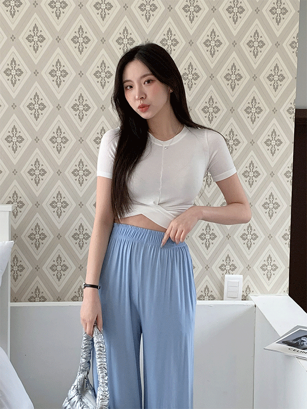 T12466K34-베크라 라운드넥 꼬임 무지 반팔 티셔츠