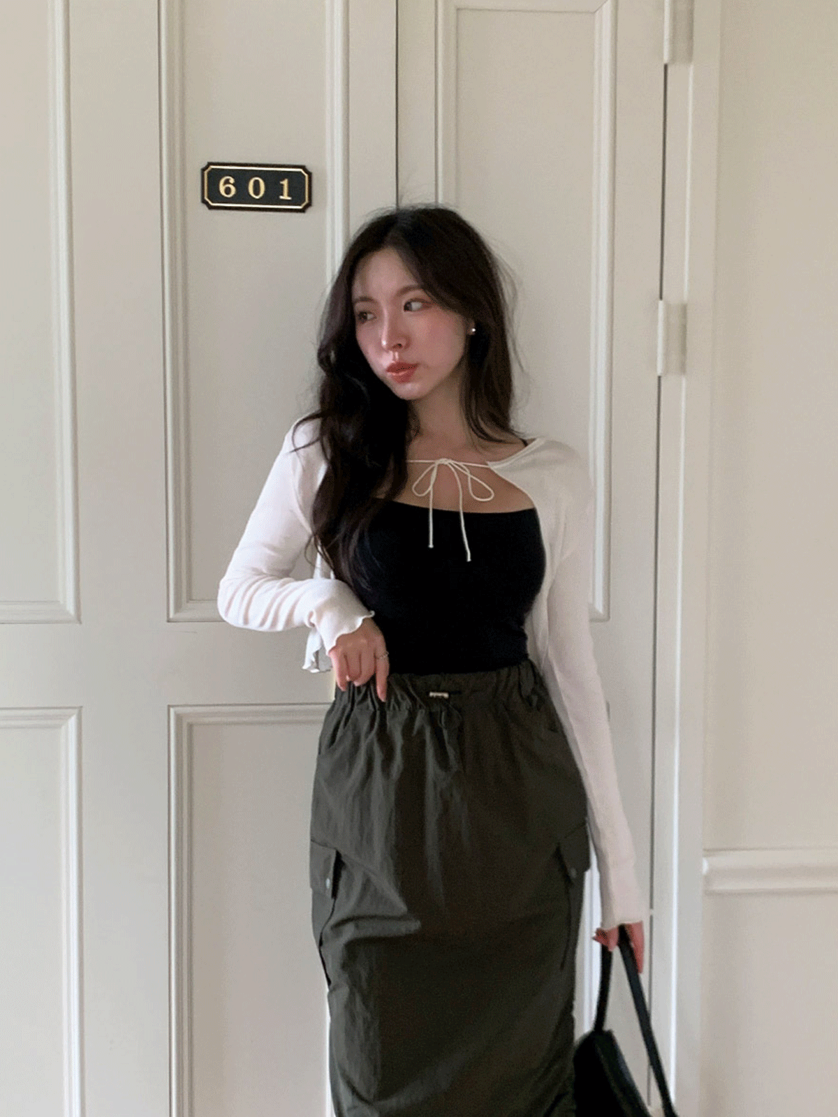 CD2701K37-씨이스 라운드넥 골지 끈 가디건
