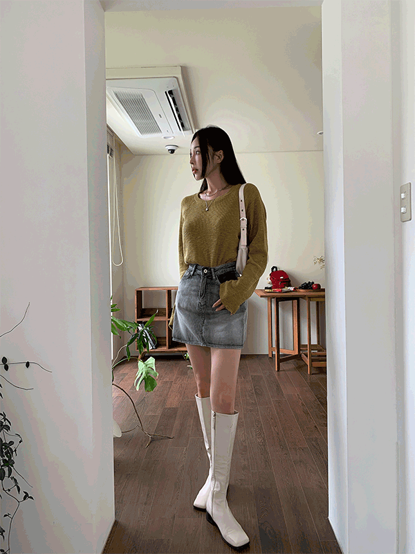 NT4786K38-아이비 라운드넥 베이직 나그랑 긴팔 니트