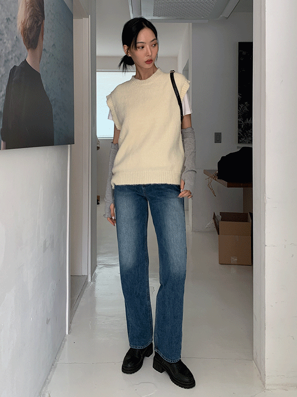 PT12736K38-이티토 워싱 슬림핏 일자 데님 팬츠