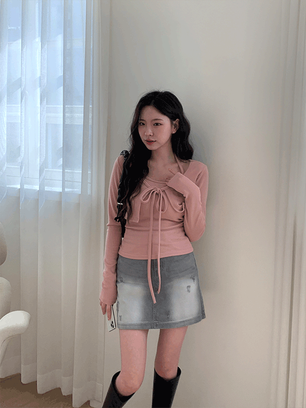 SET3050K39-가시둠 브이넥 스트랩 크롭 홀터 나시 볼레로 세트